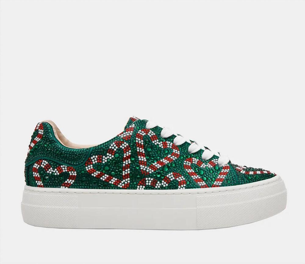 NEW BETSEY JOHNSON women's sidny platform sneakers in green candy cane